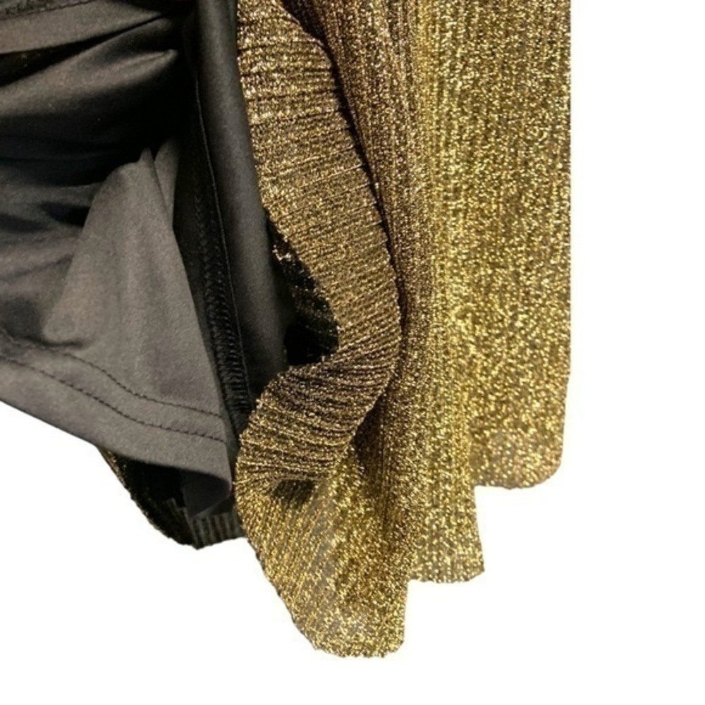 ZARA TRAFALUC Gold Metallic Mini Shift Dress Mock Neck - Picture 5 of 11